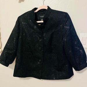 George Shimmery Black Button Jacket / Blazer with 3/4th Puff Sleeves - Size 12